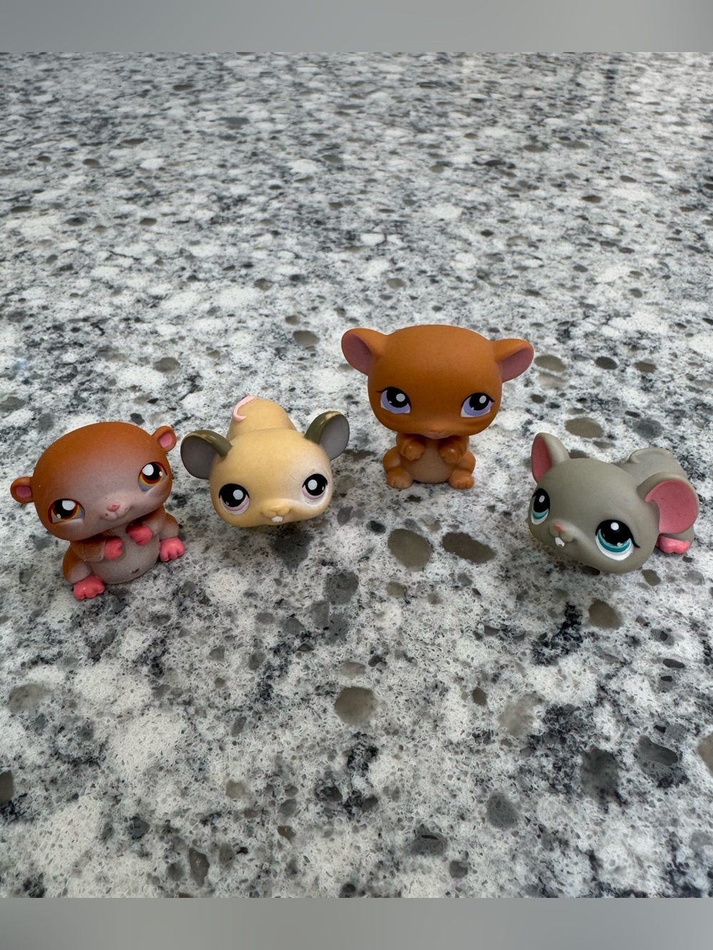 Littlest Pet Shop Lot of 3 Mice 1 Hamster Authentic Hasbro Collectibles Preloved